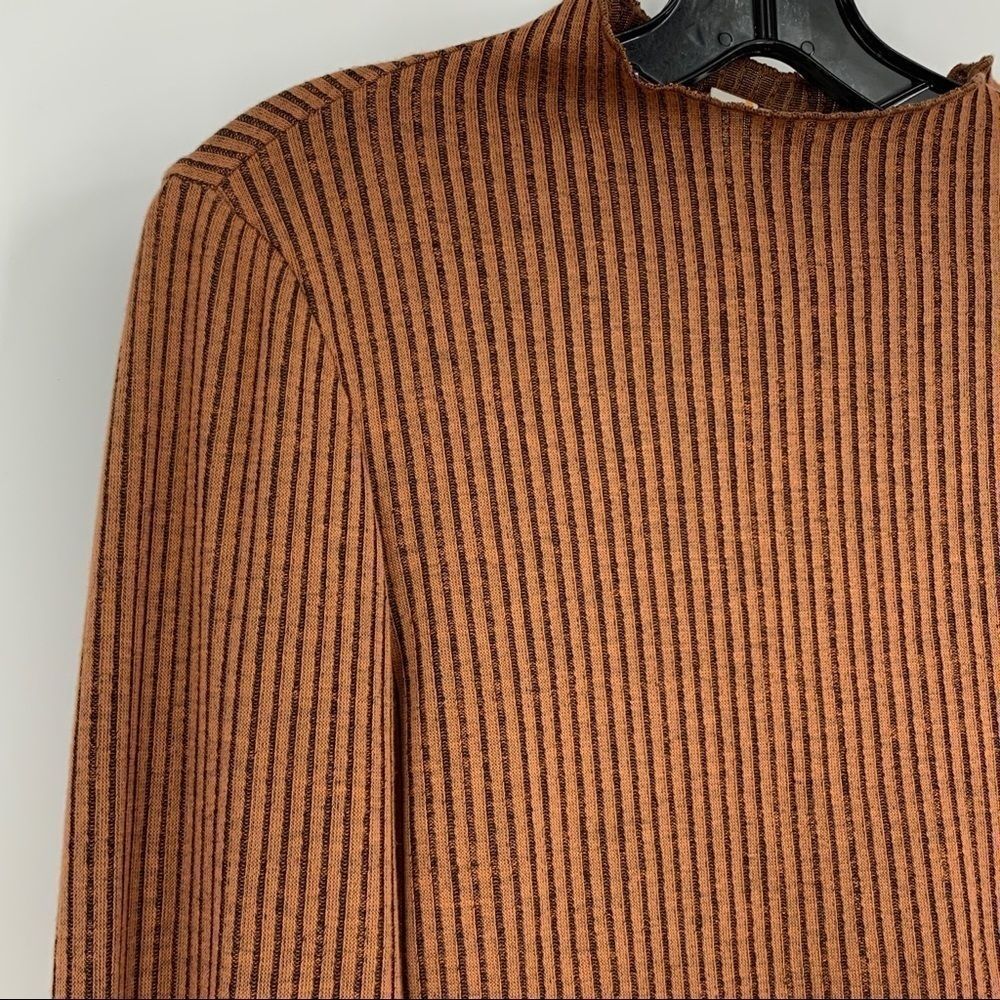 Mimi chica puff sleeve rib crop brown top Size Large 8953 Pullover Casual - Picture 8 of 11